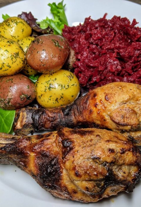 Kurczak, ziemniaki i buraczki
